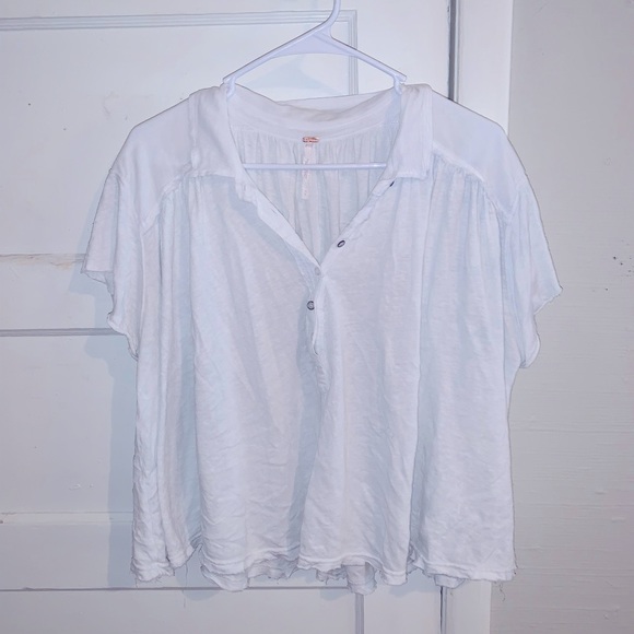 White Free People Low Down Henley Size Small - Picture 3 of 9